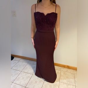 Burgundy Wedding guest/prom dress Portia & Scarlett